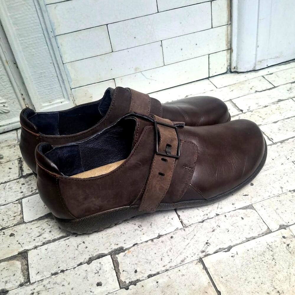 Naot Tane Brown Leather Monk Strap Comfort Shoes EU 38 US 7-7.5 European Leather